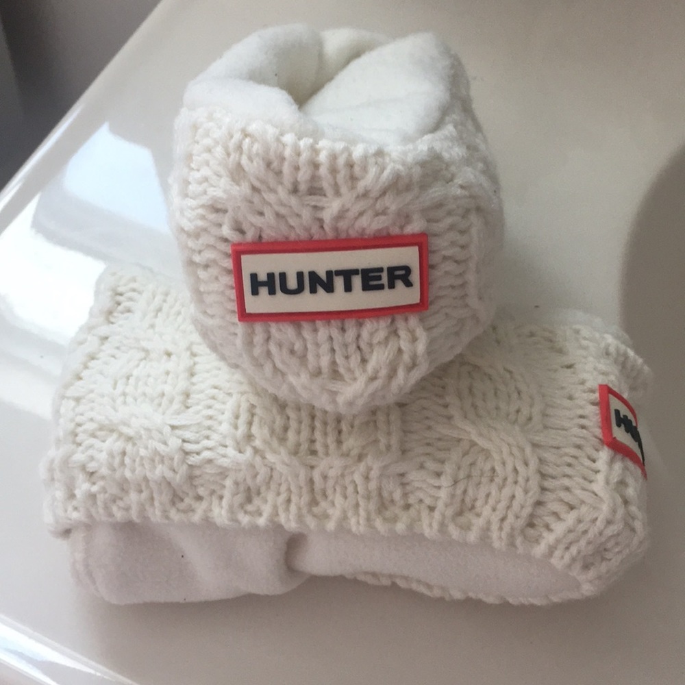 Hunter socks, white knit top, new!